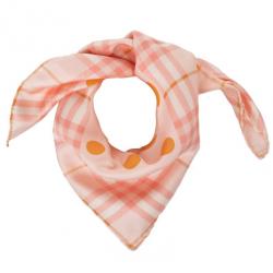Pre Owned Burberry Peach Polka Dot &amp; Novacheck Print Square Scarf