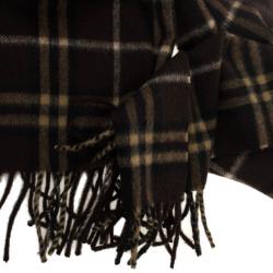 Pre Owned Burberry Brown Novacheck Cashmere Scarf