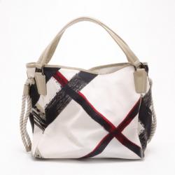 Pre Owned Burberry Brushstroke Canvas Shopper Tote