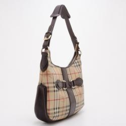 Pre Owned Burberry Haymarket Check Large Hobo 