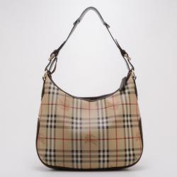 Pre Owned Burberry Haymarket Check Large Hobo 