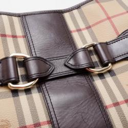 Pre Owned Burberry Haymarket Check Large Hobo 