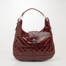 Pre Owned Burberry Quilted Patent Leather Hobo