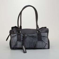Pre Owned Burberry Raffia Patchwork  Satchel