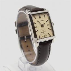 Burberry Cream Black Leather Chronograph Mens Wristwatch 38 MM