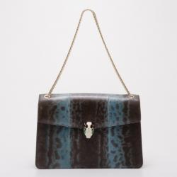 Pre Owned Bvlgari Python Serpenti Flap Bag 