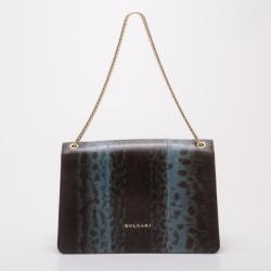 Pre Owned Bvlgari Python Serpenti Flap Bag 