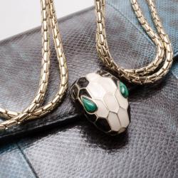 Pre Owned Bvlgari Python Serpenti Flap Bag 