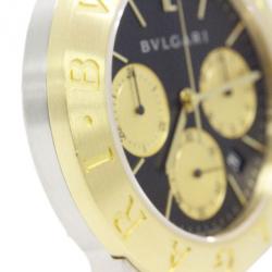 Bvlgari Black 18K Yellow Gold & Stainless Steel Diagono Men's Wristwatch 35MM