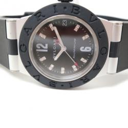 Pre Owned Bvlgari Aluminium Diamond 18P Rubber Mens Wristwatch