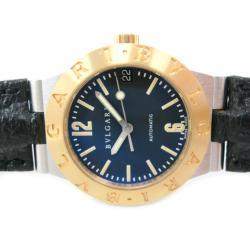 Pre Owned Bvlgari Diagono Sport Ladies Wristwatch SS/YG/Leather Black 