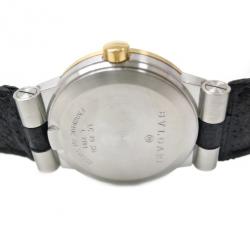Pre Owned Bvlgari Diagono Sport Ladies Wristwatch SS/YG/Leather Black 