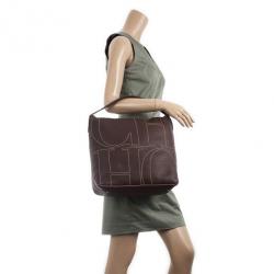 Pre Owned Carolina Herrera Brown Leather Hobo