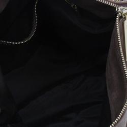 Pre Owned Carolina Herrera Brown Monogram Leather Shoulder Tote