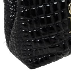 Pre Owned Carolina Herrera Black Patent Quilted Tote