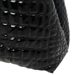 Pre Owned Carolina Herrera Black Patent Quilted Tote