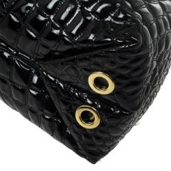 Pre Owned Carolina Herrera Black Patent Quilted Tote