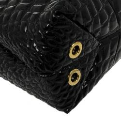 Pre Owned Carolina Herrera Black Patent Quilted Tote