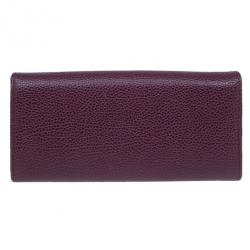 Pre Owned Carolina Herrera Burgundy Leather Continental Flap Wallet