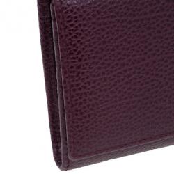 Pre Owned Carolina Herrera Burgundy Leather Continental Flap Wallet