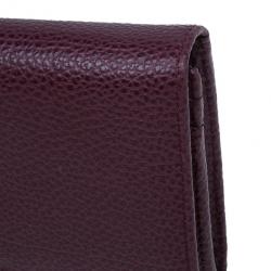 Pre Owned Carolina Herrera Burgundy Leather Continental Flap Wallet