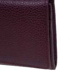 Pre Owned Carolina Herrera Burgundy Leather Continental Flap Wallet