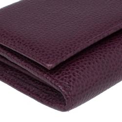 Pre Owned Carolina Herrera Burgundy Leather Continental Flap Wallet
