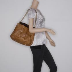 Pre Owned Carolina Herrera Brown Monogram Leather Embossed Tote