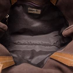 Pre Owned Carolina Herrera Brown Monogram Leather Embossed Tote