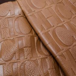 Pre Owned Carolina Herrera Brown Monogram Leather Embossed Tote