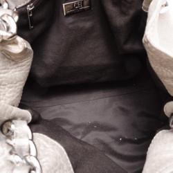 Pre Owned Carolina Herrera Monogram Chain Handle Tote Silver