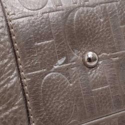 Pre Owned Carolina Herrera Monogram Chain Handle Tote Silver