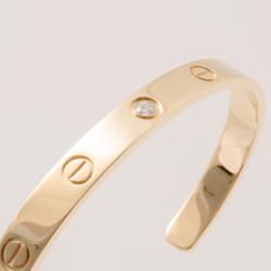 Pre Owned Cartier 18K 'U' Shaped Open Cuff Love Bracelet with Central Diamond