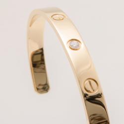 Pre Owned Cartier 18K 'U' Shaped Open Cuff Love Bracelet with Central Diamond