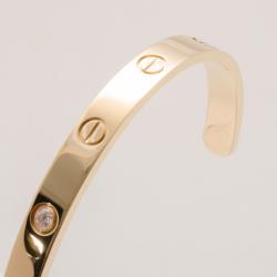 Pre Owned Cartier 18K 'U' Shaped Open Cuff Love Bracelet with Central Diamond