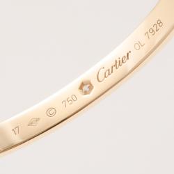 Pre Owned Cartier 18K 'U' Shaped Open Cuff Love Bracelet with Central Diamond