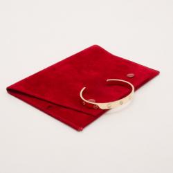 Pre Owned Cartier 18K 'U' Shaped Open Cuff Love Bracelet with Central Diamond
