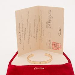 Pre Owned Cartier 18K 'U' Shaped Open Cuff Love Bracelet with Central Diamond