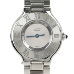 مملوكة مسبقًا Cartier Silver Stainless Steel 21 Must de Cartier Women’s Wristwatch 27.5MM