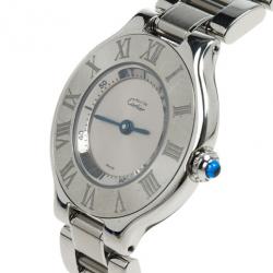 مملوكة مسبقًا Cartier Silver Stainless Steel 21 Must de Cartier Women’s Wristwatch 27.5MM