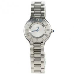 مملوكة مسبقًا Cartier Silver Stainless Steel 21 Must de Cartier Women's Wristwatch 27.5MM