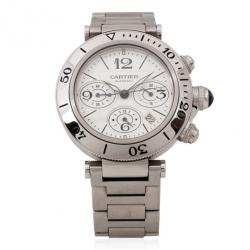Cartier SS Pasha Mens Chronograph 42 MM