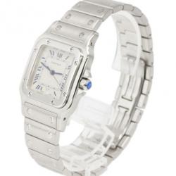 Pre Owned Cartier White Stainless Steel Santos Galbee Men's Wristwatch 29MM