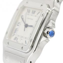 Pre Owned Cartier White Stainless Steel Santos Galbee Men's Wristwatch 29MM