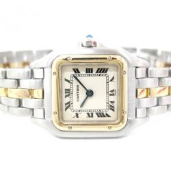 Pre Owned Cartier Panthere SS Ivory Gold 18K Ladies Wristwatch 