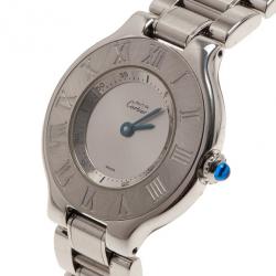 مملوكة مسبقًا Cartier Silver Stainless Steel 21 Must de Cartier Women's Wristwatch 30MM