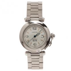 مملوكة مسبقًا Cartier White Stainless Steel Pasha Women's Wristwatch 35MM