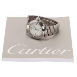مملوكة مسبقًا Cartier White Stainless Steel Pasha Women's Wristwatch 35MM
