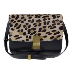 Pre Owned Celine Leopard Print Leather Medium Classic Box Bag