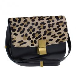 Pre Owned Celine Leopard Print Leather Medium Classic Box Bag